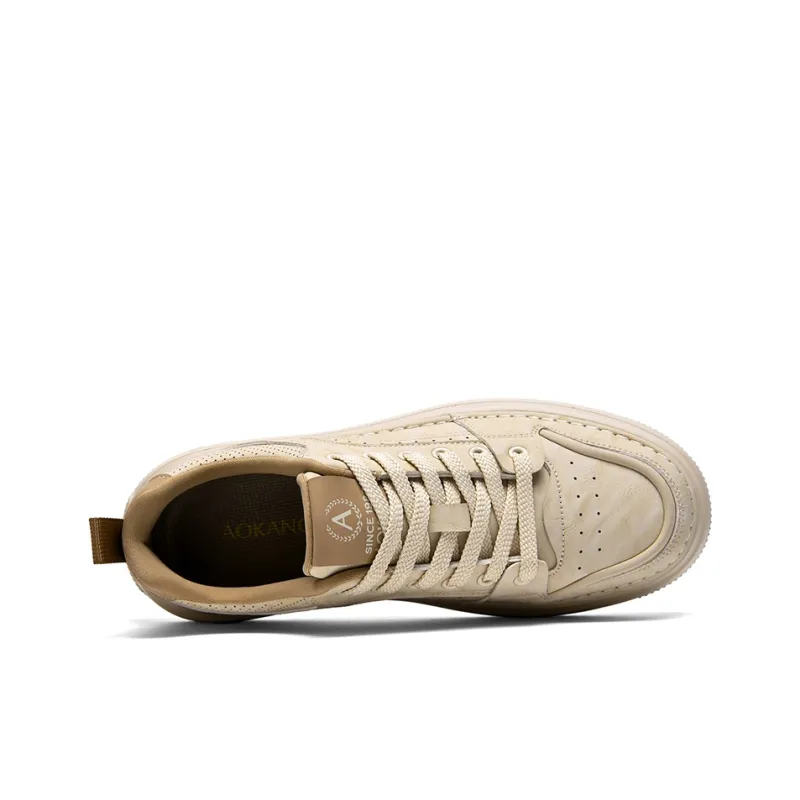 AOKANG Air Force One Series Skateboard Shoes Men Low Top Beige Yellow, White Green-4