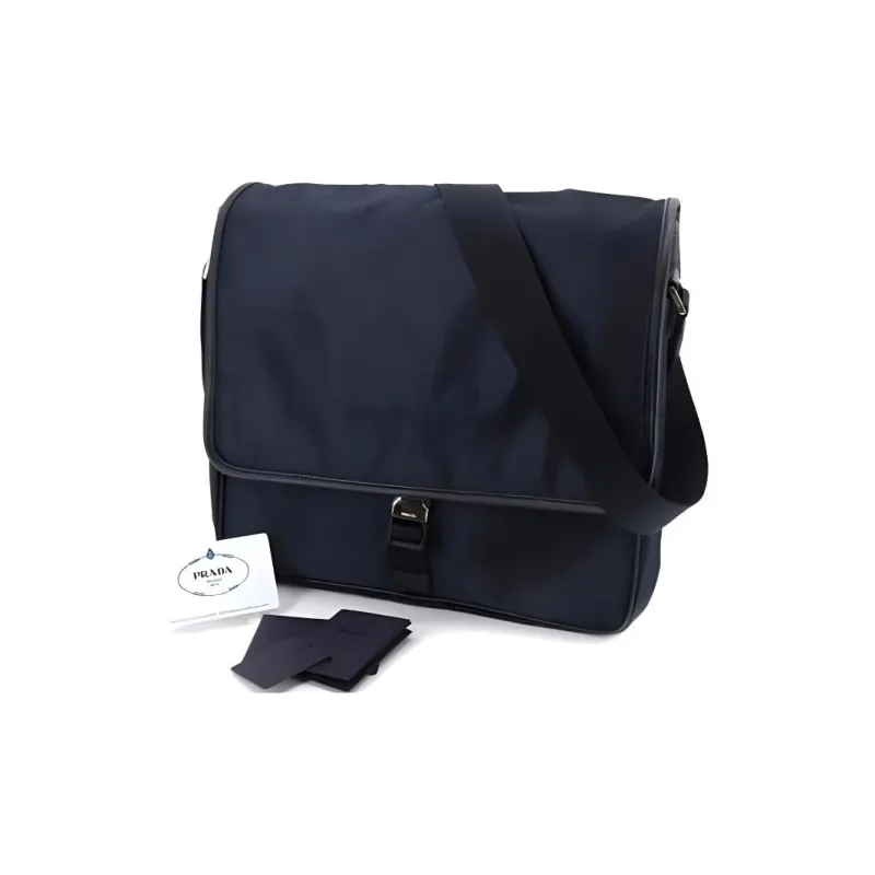 PRADA Nylon And Leather Crossbody Bag Shoulder Bag Men's Marine Blue-2