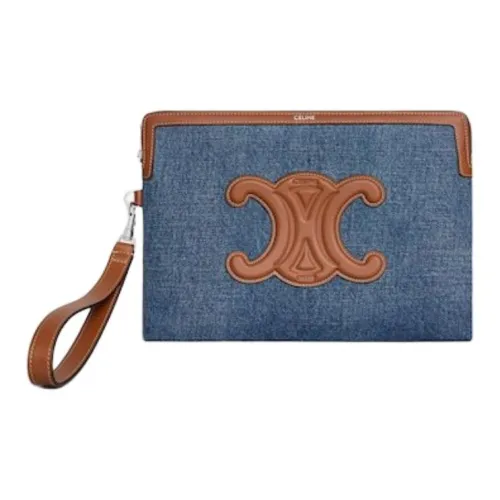 CELINE Denim Clutch Small Size Women's Blue