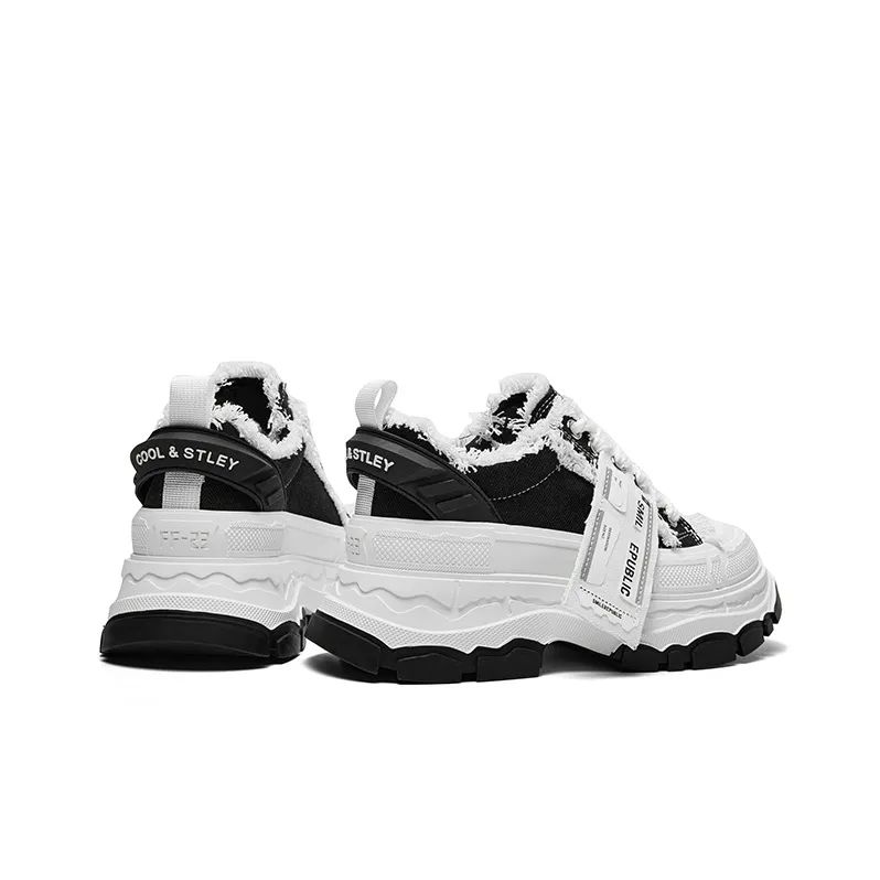 CHERYKALLY Wear-Resistant Breathable Lightweight Height Increasing Low-Top Casual Shoes Women's Raven Black-3