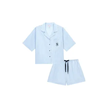 Victoria's Secret Pajama Set Women's Blue White Stripes