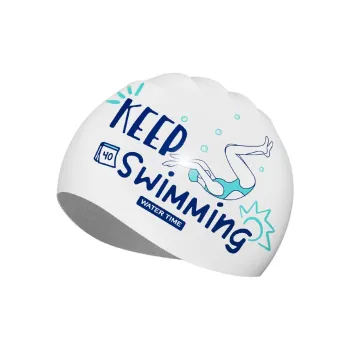 Watertime Swimming Caps Silicone/Silicone Swim Women's White Blue