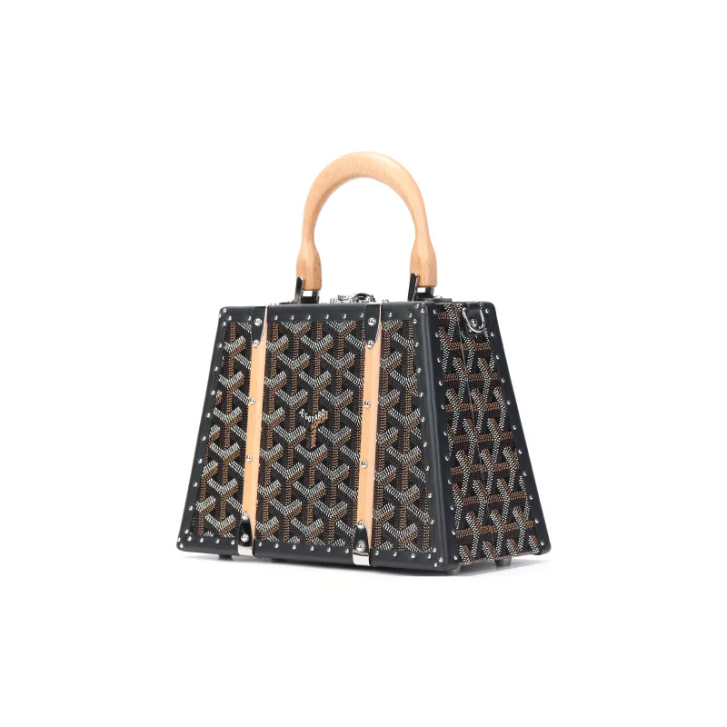 GOYARD Saigon Canvas With Calfskin Hard Case Handbag Mini Unisex Black-1