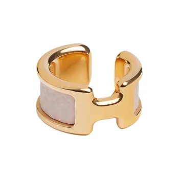 HERMES Gold Plated, Calfskin Earrings Women's Purple