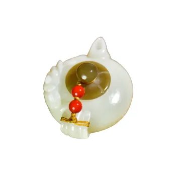 Jade Charm Yao Hetian Jade Handheld Piece White Jade/Pale Greenish White Jade Unisex