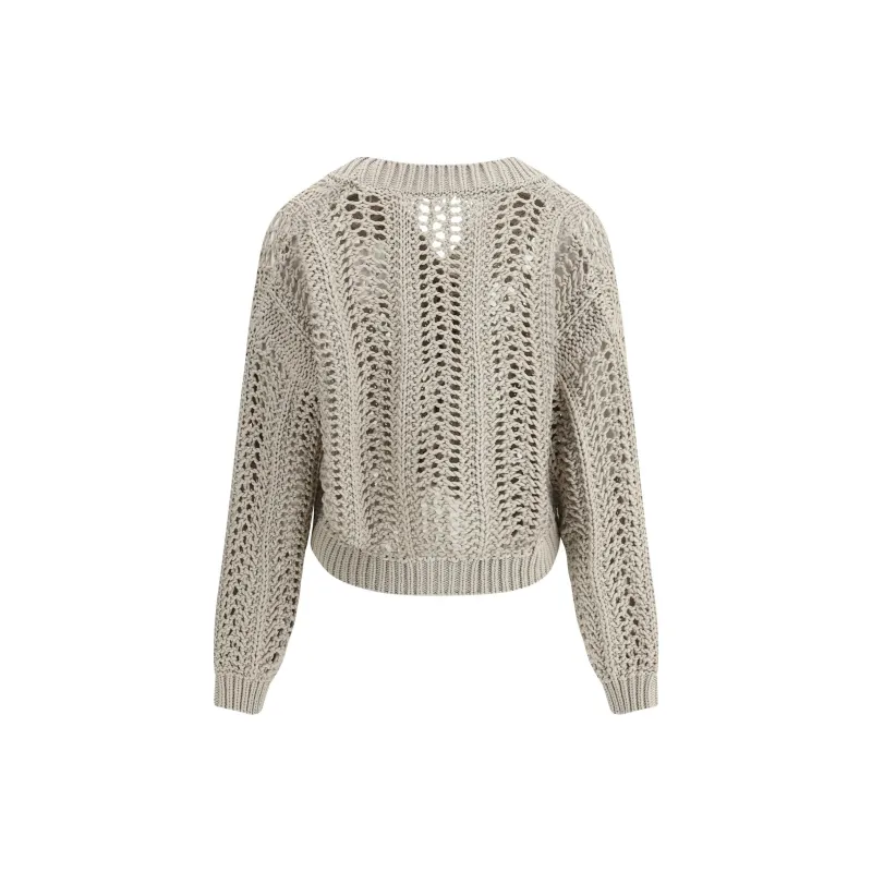 Brunello Cucinelli Long Sleeved Open Knit Cardigan-1