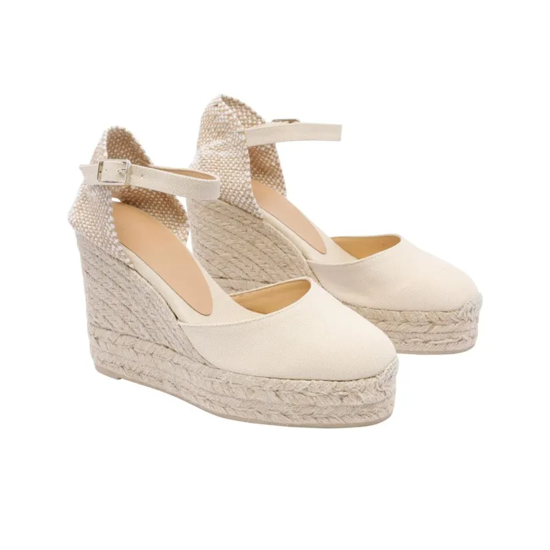 Castañer Carol Wedge Heel High Heels 11cm Women's White-1