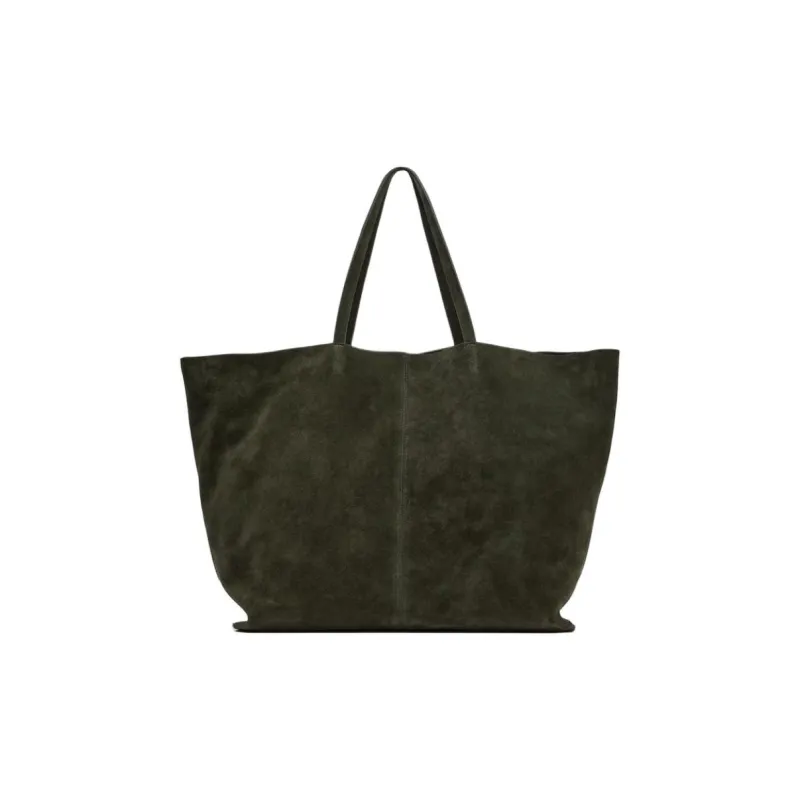 ZARA Cow Leather Tote Bag Shopping Bag Handbag Shoulder Bag Large Size Women's Green-0