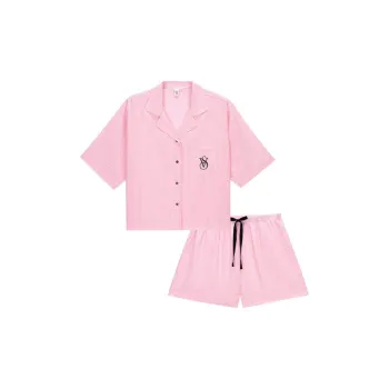 Victoria's Secret Pajama Set Women's Pink White Stripes