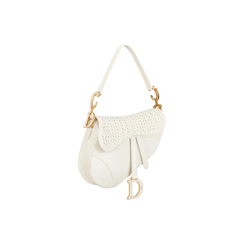 DIOR Saddle Calfskin With Goatskin Saddle Bag, Shoulder Bag, Crossbody Bag, Handbag Women's Ecru-2
