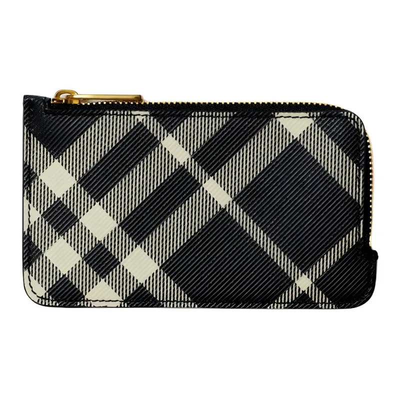 Burberry Polyester Card Holder Women's Black & Printed Fabric-1
