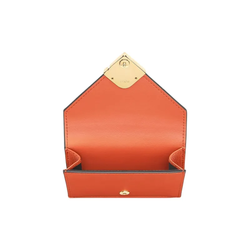 FENDI FF Diamonds Series Calfskin Wallet Medium Size Women's Orange-1