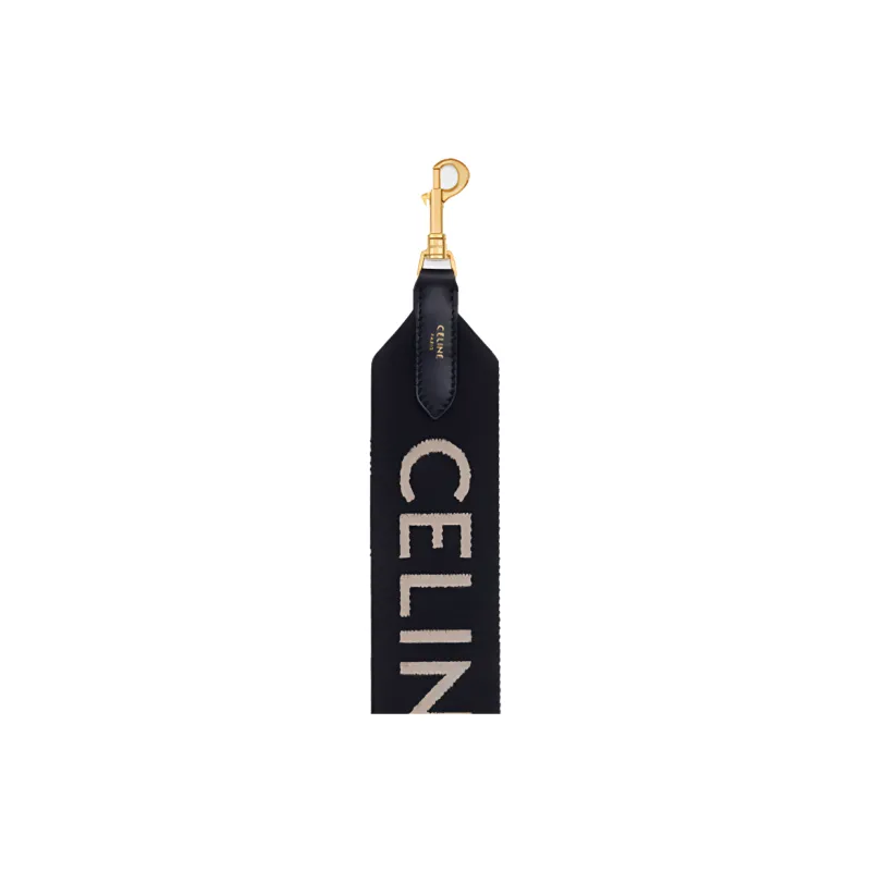 CELINE Jacquard Wool Bag Strap Unisex Black/Beige-1