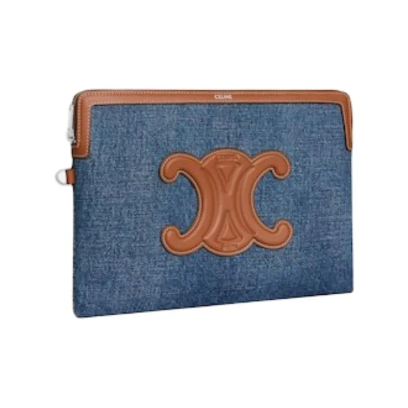 CELINE Denim Clutch Small Size Women's Blue-2