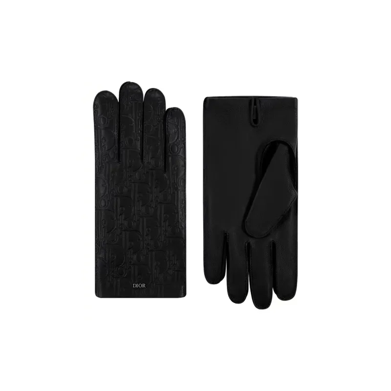 DIOR Calfskin, Cashmere, Silk Gloves Men's Black-0