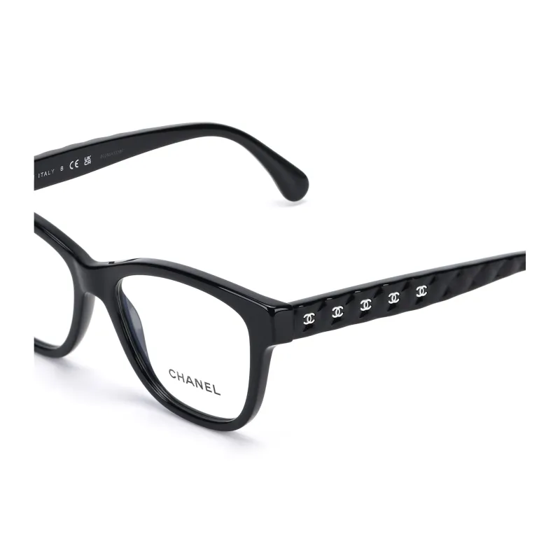 CHANEL Acetate Square Eyeglass Frames Women's Black-4
