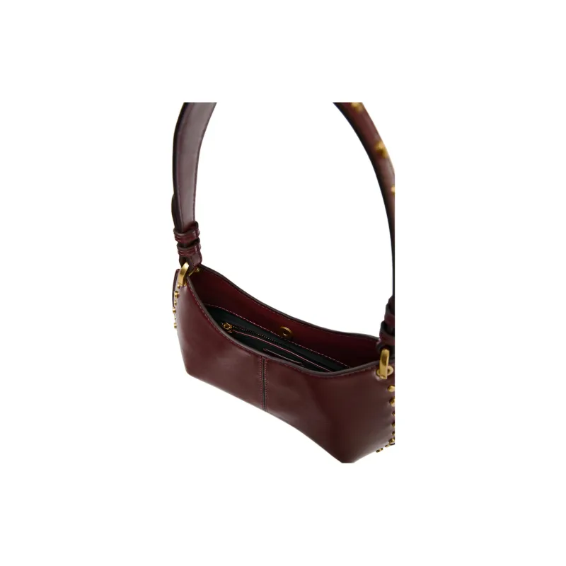 ZARA Polyurethane Handbag, Shoulder Bag Small Size Women's Dark Red Color-5