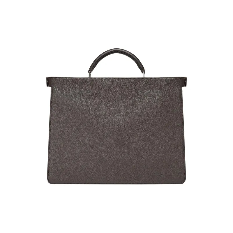 FENDI Peekaboo ISeeU Leather Shoulder Bag Crossbody Bag Handbag Medium Size Men's Brown-3