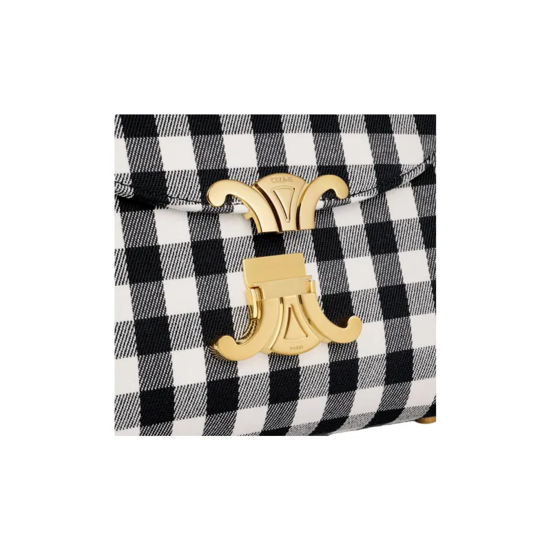 CELINE Fabric With Cow Leather Shoulder Bag, Crossbody Bag, Handbag Women's Black & White-3