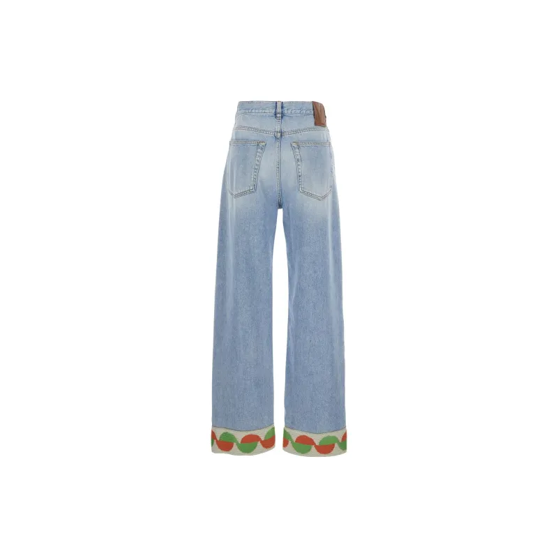 Valentino Jacquard Trim Straight Leg Jeans-1