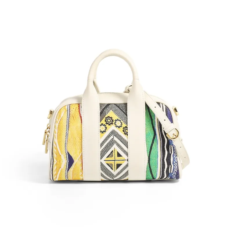 COOGI Synthetic Leather, Split Cow Leather Shoulder Bag, Crossbody Bag, Handbag Regular Women's Ecru/Pink-4