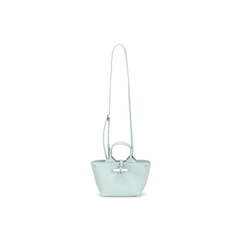LONGCHAMP Le Roseau Calfskin Shoulder Bag, Crossbody Bag, Handbag Extra Small Women's Light Blue-0