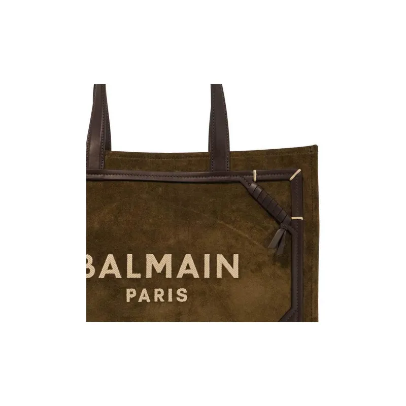 BALMAIN B Army Logo Embroidered Tote Bag-4