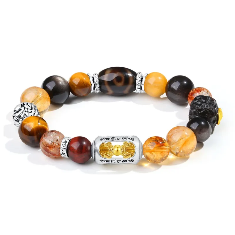 PUTUOSHANWENCHUANG Tiger's Eye Stone Jade Bracelets Unisex-1