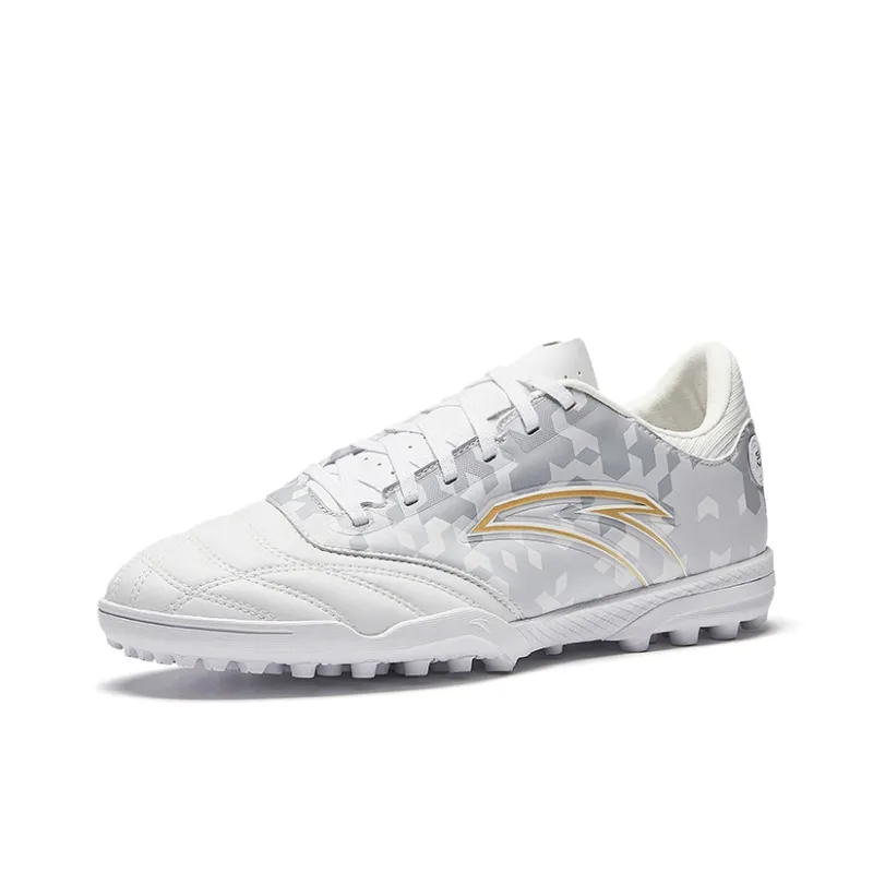 Anta TF Rubber Broken Studs Anti-Slip Wear-Resistant Soccer Shoes Men's White Gray-1