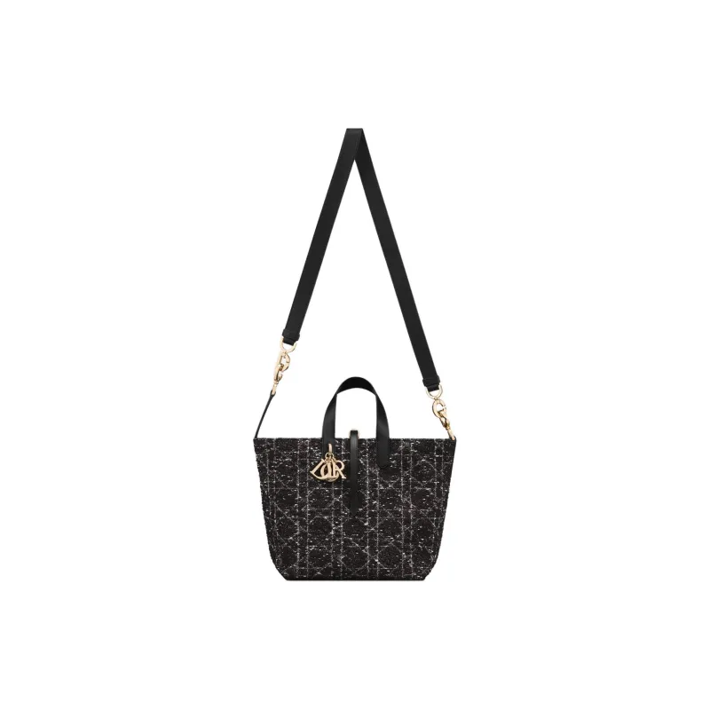 DIOR Toujours Cotton Tote Bag Shopping Bag Crossbody One Shoulder Handbags Medium Size Women's Black-1