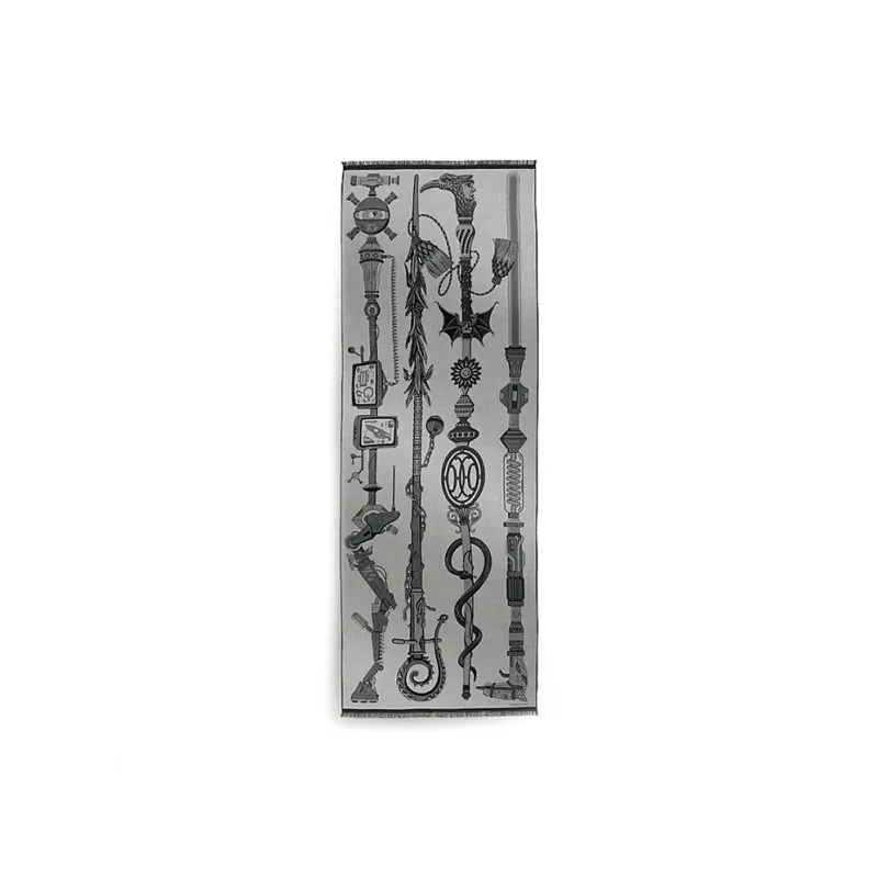 HERMES Cashmere Silk Knit Scarves Men's Gray-0