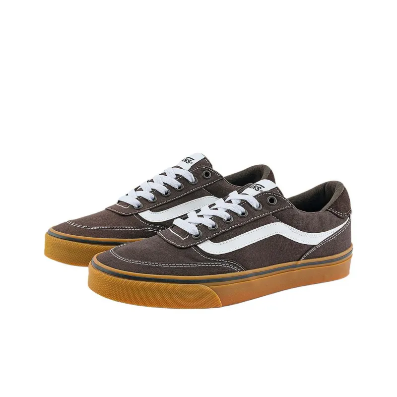 Vans Brooklyn LS Anti Slip Wear Resistant Low Top Skateboard Shoes Men's Dark Brown-1