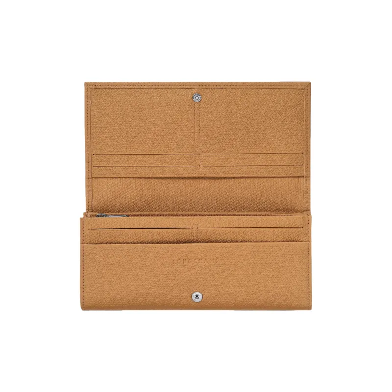 LONGCHAMP Le Roseau Cow Leather Wallet Women's Walnut-2