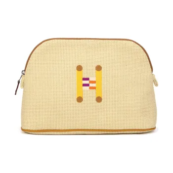 HERMES Bolide Canvas Bowling Bag Storage Bag Women's Lemon Ochre Stone Color