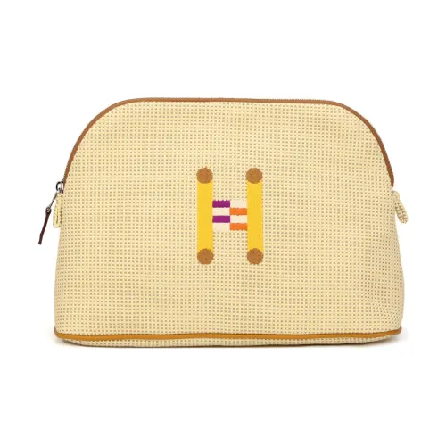 HERMES Bolide Canvas Bowling Bag Storage Bag Women's Lemon Ochre Stone Color