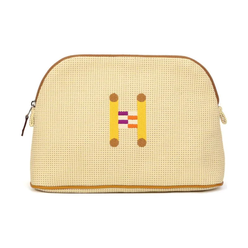 HERMES Bolide Canvas Bowling Bag Storage Bag Women's Lemon Ochre Stone Color-0