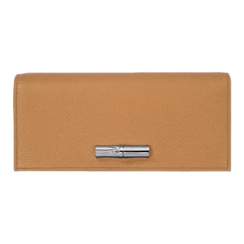 LONGCHAMP Le Roseau Cow Leather Wallet Women's Walnut
