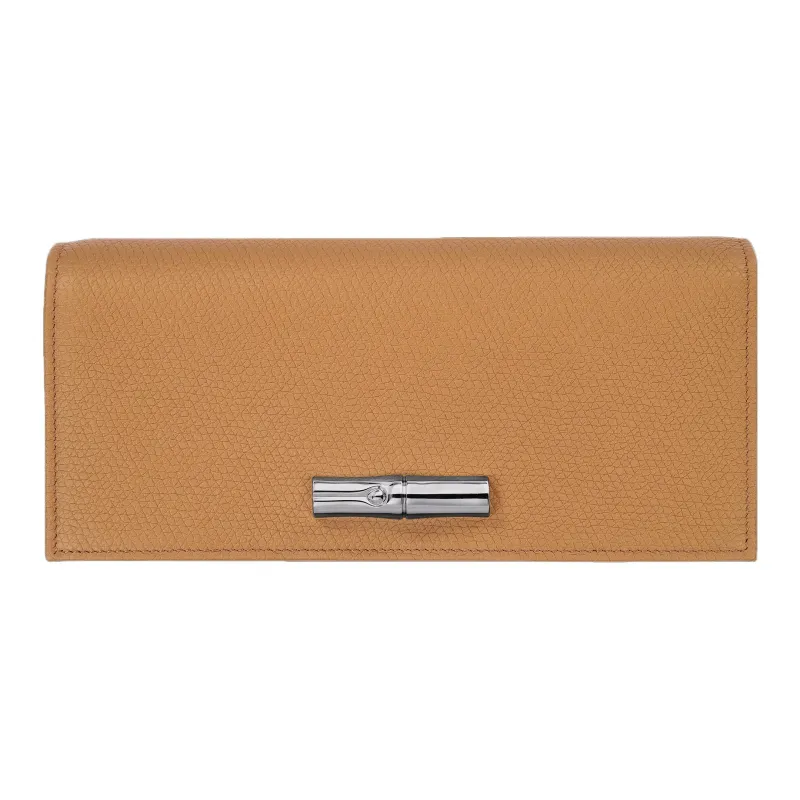 LONGCHAMP Le Roseau Cow Leather Wallet Women's Walnut-0