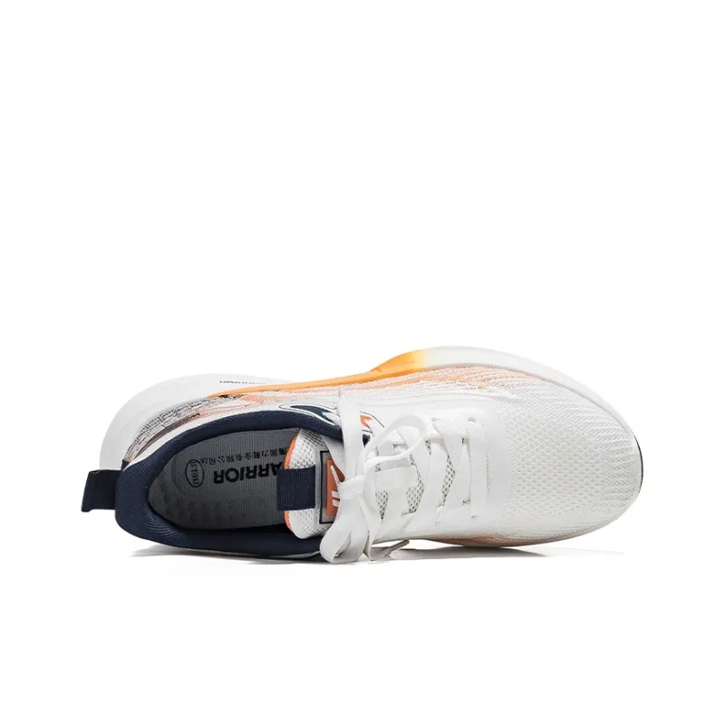 Warrior Breathable Height Increase Low Top Running Shoes Men's White Dark Blue Orange-3