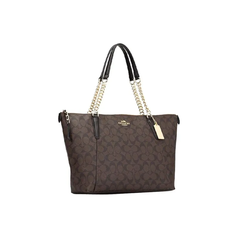 COACH Ava Canvas With Leather Croissant Bag Tote Bag Shopping Bag Handbag Shoulder Bag Women's Brown Black Monogram-1