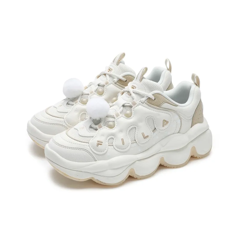 FILA Fashion Cushioning Wear-Resistant Low-Top Chunky Sneakers Women's Milk White-2