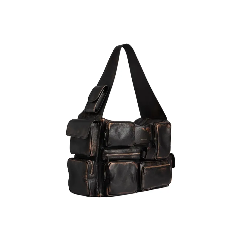 Balenciaga Calfskin Shoulder Bag Men's Brown-1