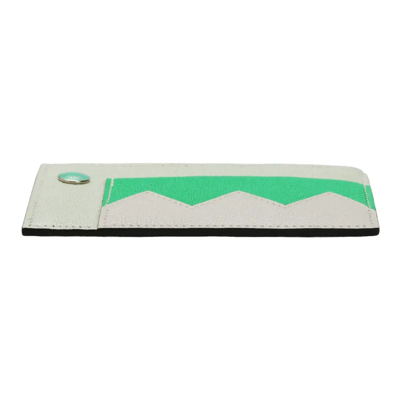 HERMES Crocodile Mysore Goat Skin Card Holder Women's Light Green/Green-3