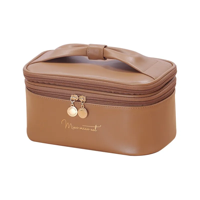 Boniu PU Makeup Bag Regular Women's Milk Apricot White/Mocha/Rose Pink-1