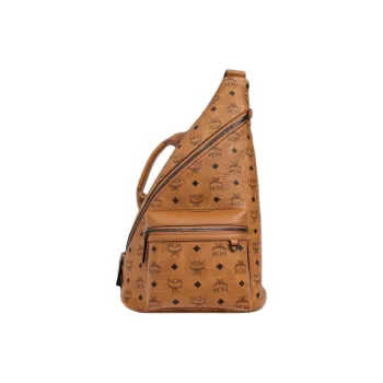 MCM ArenVisetos Canvas Shoulder Bag Crossbody Bag Sling Bags Medium Size Women's Cognac