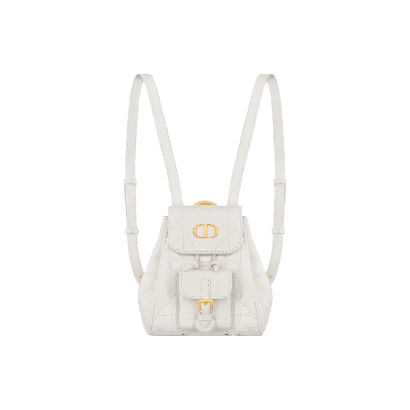 DIOR Caro Sheepskin With Cow Leather Backpack Micro Women's Milk White-0