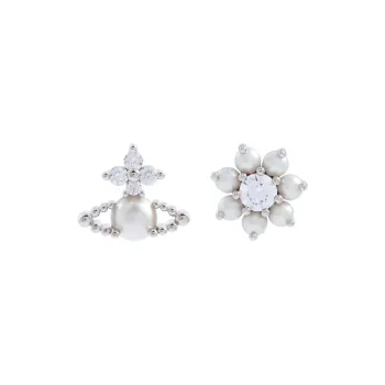 Vivienne Westwood Artificial Pearl Crystal Stud Earrings Women's White