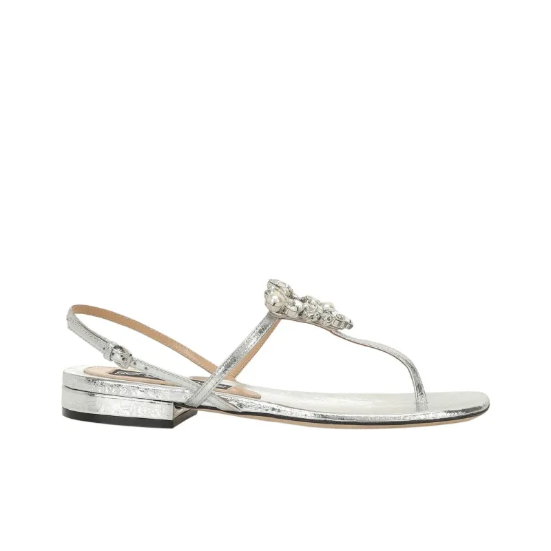 SERGIO ROSSI Godiva One Strap Sandals Women's Silver-1
