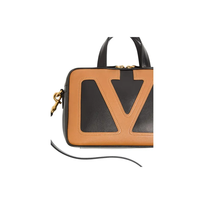 Valentino Sheepskin One Shoulder Handbags Mini Women's Black & Brown-5