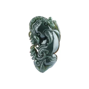 Renyu Jewelry Hetian Jade Rich Overnight Pendant Green Jade Unisex
